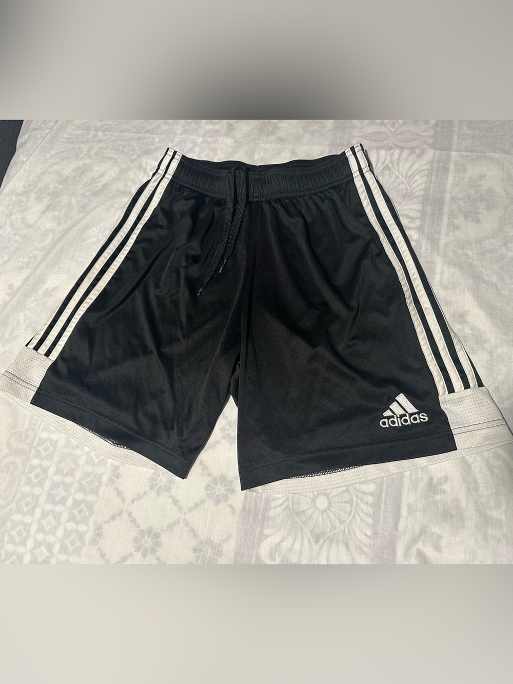 adidas Black Athletic Shorts with White Stripes